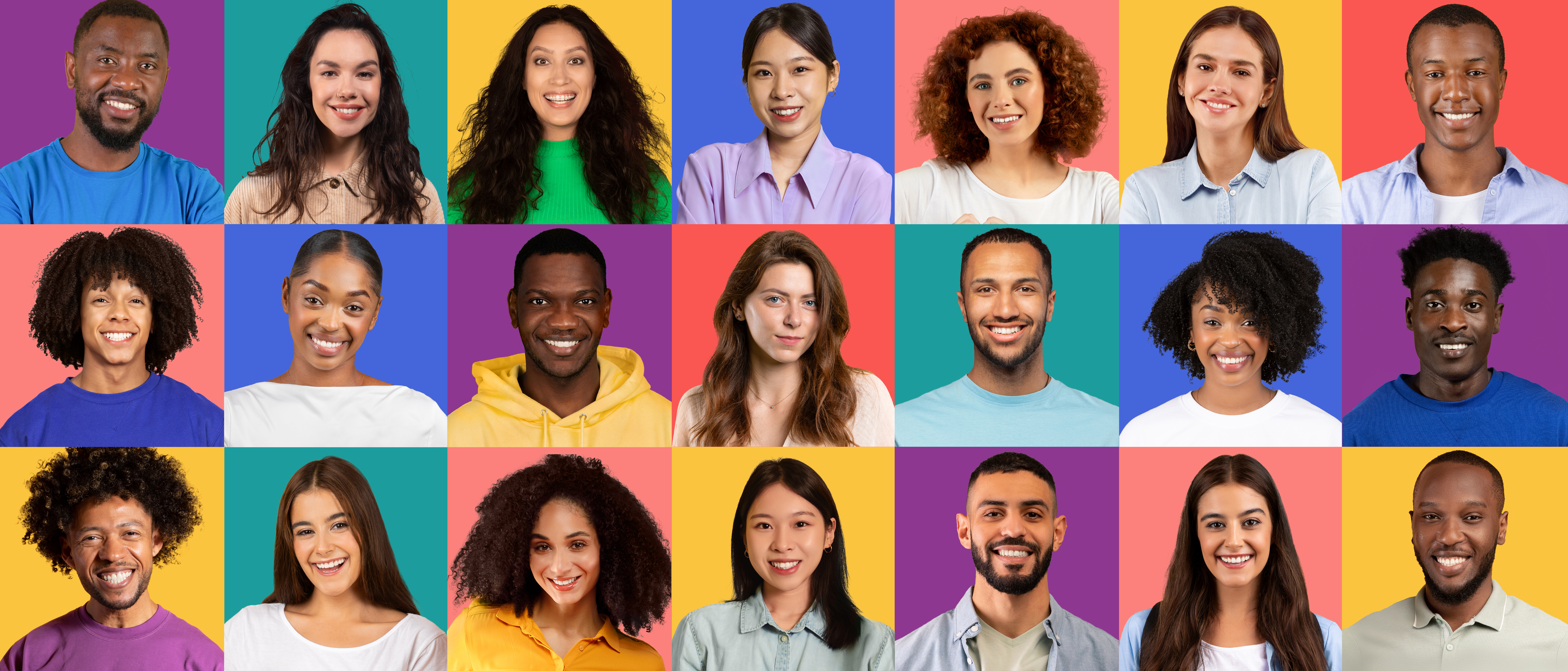 Diverse array of joyful faces representing unity in faith